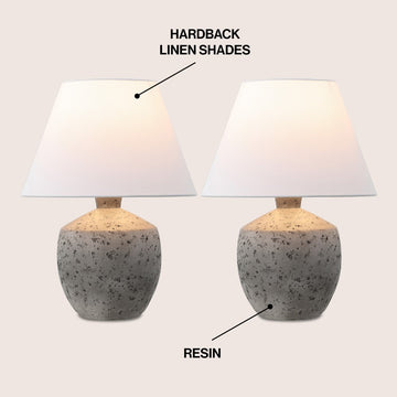 Myron 18" Minimalist Scandinavian Concrete Effect Resin/Iron LED Table Lamp - JONATHAN Y